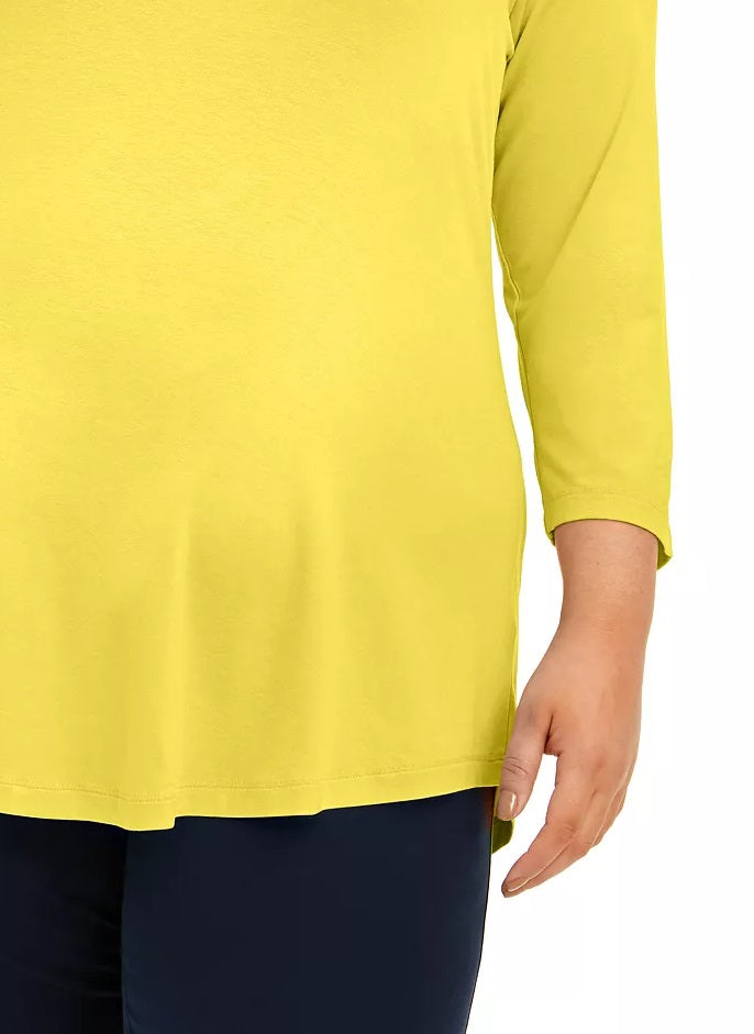 JM Collection Women's Scoop Neck Top Yellow Size X-Large