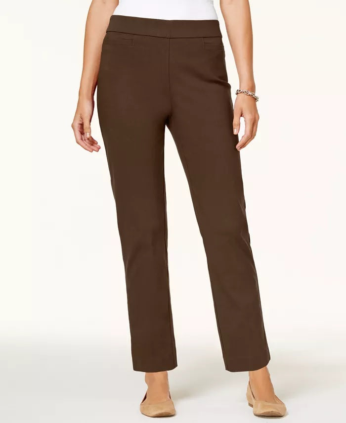 Alfred Women's Dunner Classics Allure Pull-On Slim-Leg Pants Brown Size 16
