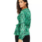 INC International Concepts Women's Petite Zebra-Print Wrap Top Green Size PM