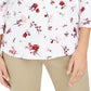 Charter Club Women's Petite Printed Pima Cotton Top White Size Pettite Small