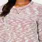 Karen Scott Women's Petite Space-Dye 3/4-Sleeve Top Medium Red Size Pettite Large