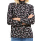 Karen Scott Women's Printed Turtleneck Top Black Size Small