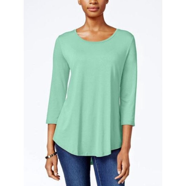 JM Collection Women's Scoop-Neck Top Green Size Small