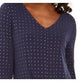 JM Colletion Women'sEmbellished Twist-Front Top Navy Size Small