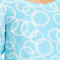 JM Collection Women's Amalfi Printed Split-Sleeve Top White/Navy Size Small
