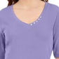 Karen Scott Women's Button-Detail V-Neck Top Purple Size Small