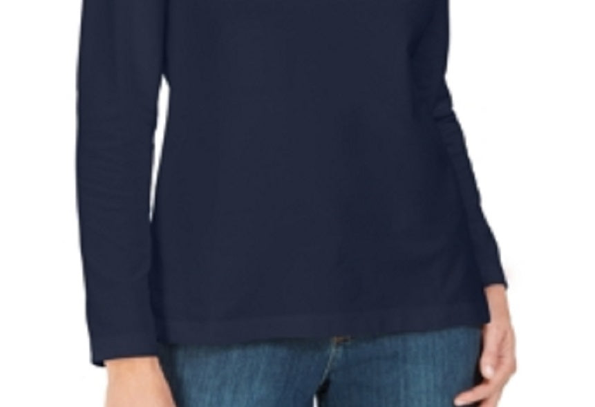 Karen Scott Women's Lace-Up French Terry Sweatshirt Navy Size Small