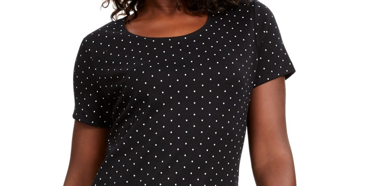 Karen Scott Women's Dot-Print T-Shirt Black Size Small