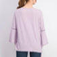 Style & Co Women's Crochet-Trim Bell-Sleeve Top Painted Lilac Size Small