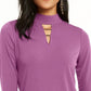 Thalia Sodi Women's Hardware-Trim Mock-Neck Top -Purple Size X-Large