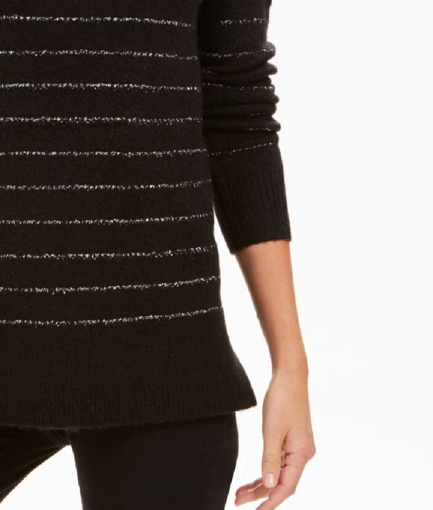 Style & Co Women's Embellished 3/4 Sleeve V Neck Sweater Size Black Size PM