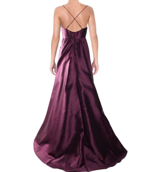 B Darlin Women's Juniors' Satin Corset Slit Gown Purple Size 9/10