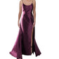 B Darlin Women's Juniors' Satin Corset Slit Gown Purple Size 9/10