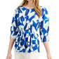 Alfani Women's Cinched Front Top Navy Size X-Large