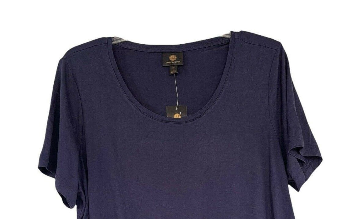 JM Collection Women's Scoop Neck Top Blue Size XX-Large