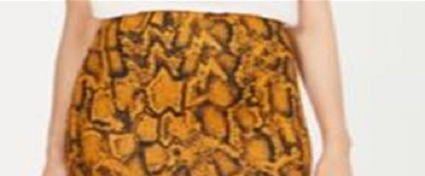 Thalia Sodi Women's Zipper Printed Scuba Skirt Yellow Size Large
