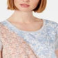 Style & Co Women's Patch Side Tie Top Blue Size Petite Large