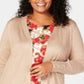 JM Collection Women's Plus Lace up Metallic Cardigan Beige Size 2X