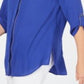 JM Collection Women's Embellished Utility Shirt Blue Size Petite XL