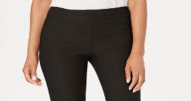Charter Club Women's Cambridge Skinny Pull on Tummy Control Pants Black Size 14
