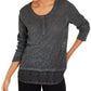 Style & Co Women's Lace Henley Top Black Size Small