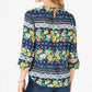 Charter Club Women's Petite 3/4-Sleeve Printed Top Blue Size Petite