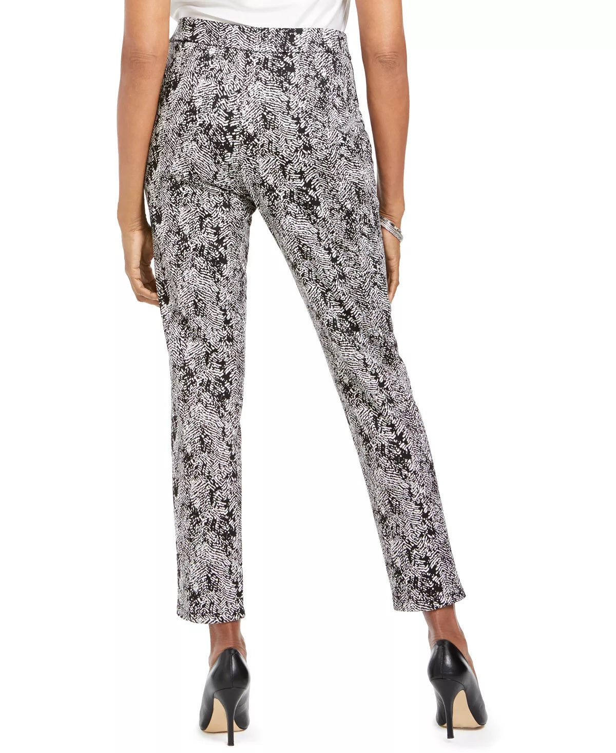 JM Collection Women's Printed Pull-On Pants  Black Size XX-Large