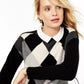 Charter Club Women's Argyle Cashmere Layered-Look Sweater Regular & Petite Sizes Black Size Small