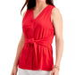 Charter Club Women's Tie-Front Sleeveless Top Red Size Large