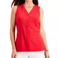 Charter Club Women's Tie-Front Sleeveless Top Red Size Large