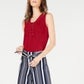 INC International Concepts Women's Petite Lace-Up Top -Red Size -PL