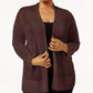 Alfani Women's Petite Mixed-Stitch Open-Front Cardigan BrownSize PL