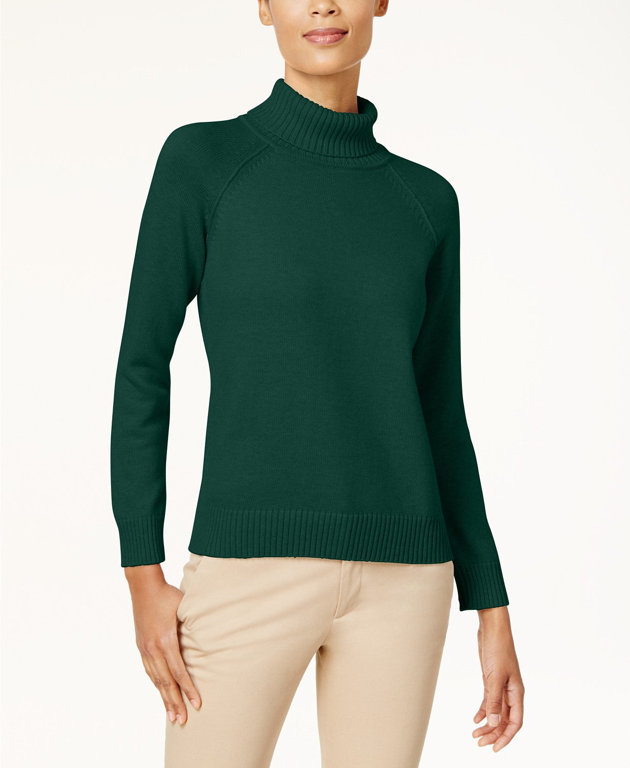 Karen Scott Women's Turtleneck Sweater Green Size Small