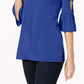 JM Collection Women's Ring-Detailed Cutout Ruffle-Sleeved Top Blue Size X-Large