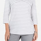 Karen Scott Women's Striped Crossover Top White Size Small