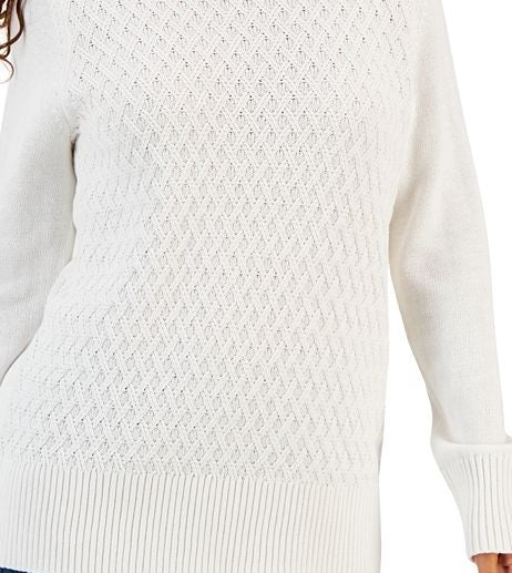Charter Club Women's Cable Knit Turtleneck Sweater White Size Petite XL
