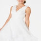 Adrianna Papell Women's Sleeveless V Neck Maxi Fit Flare Evening Dress White Size 8