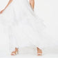 Adrianna Papell Women's Sleeveless V Neck Maxi Fit Flare Evening Dress White Size 8