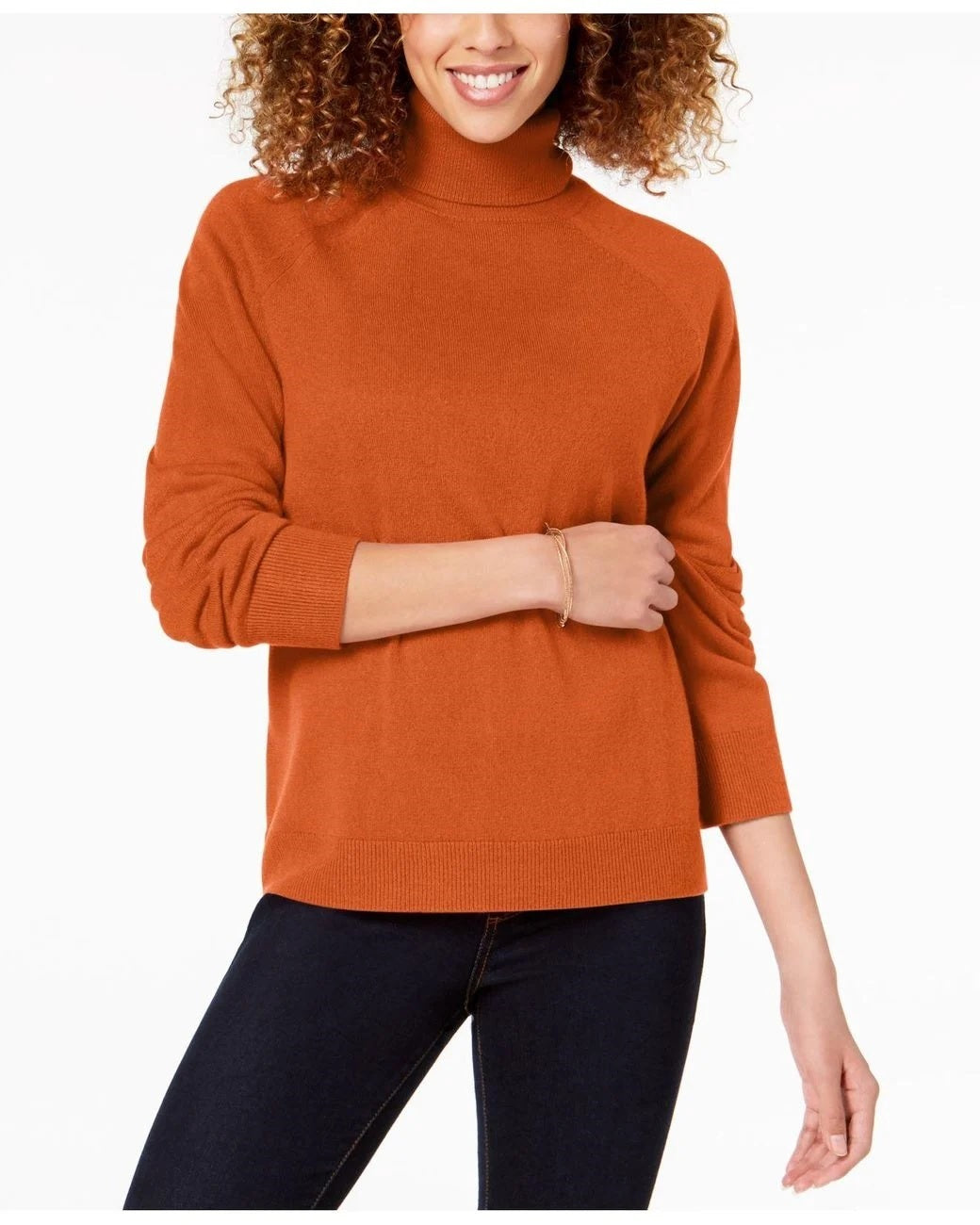 Karen Scott Women's Luxsoft Turtleneck Sweater  Orange Size PS