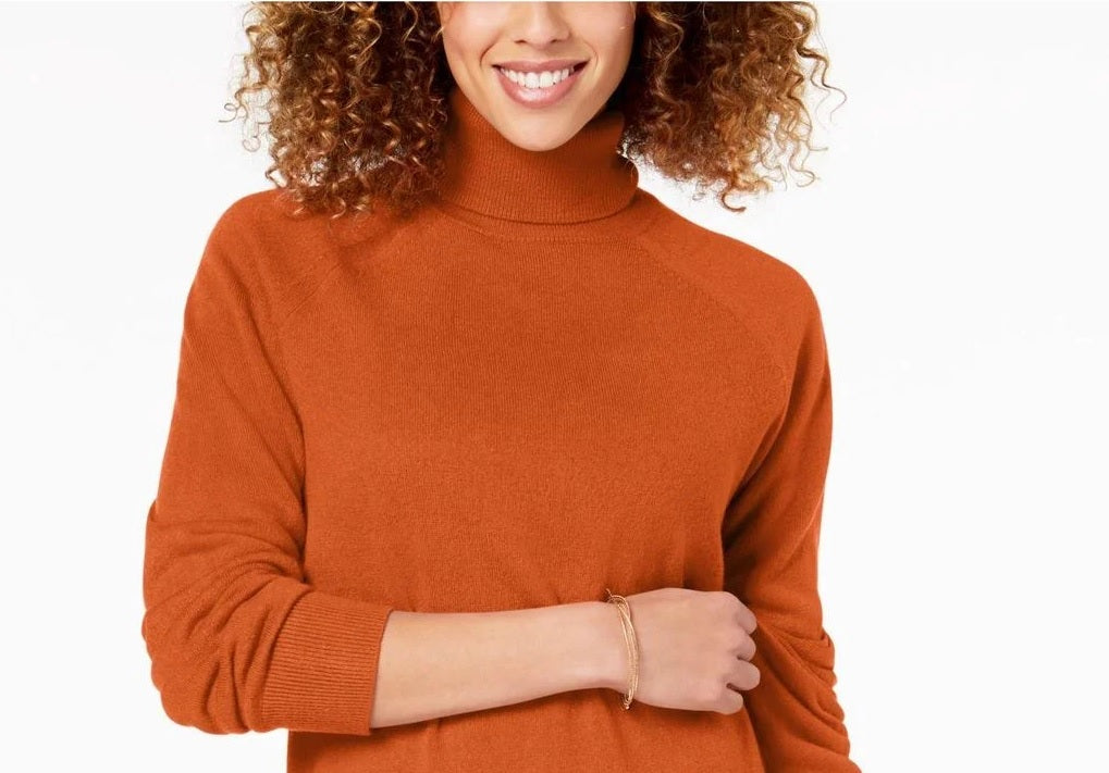 Karen Scott Women's Luxsoft Turtleneck Sweater  Orange Size PS