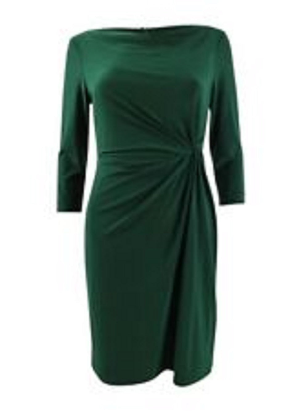 Ralph Lauren Women's Slitted Acid Wash Long Sleeve Boat Neck Full Length Evening Sheath Dress Green Size 14