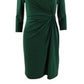 Ralph Lauren Women's Slitted Acid Wash Long Sleeve Boat Neck Full Length Evening Sheath Dress Green Size 14