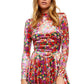 Free People Women's Heartland Velvet Floral Print Midi Dress Red Size Large
