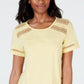 Charter Club Women's Cotton Lace Trim Top Yellow Size Large