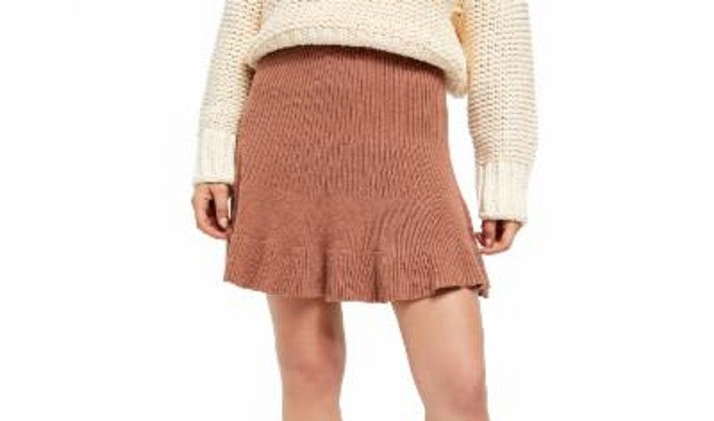 Free People Women's Short Ruffled Skirt Brown Size X-Large
