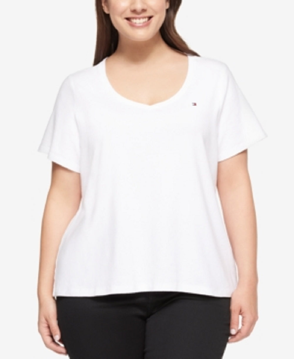 Tommy Hilfiger Women's Short Sleeve V-Neck T-Shirt 3X
