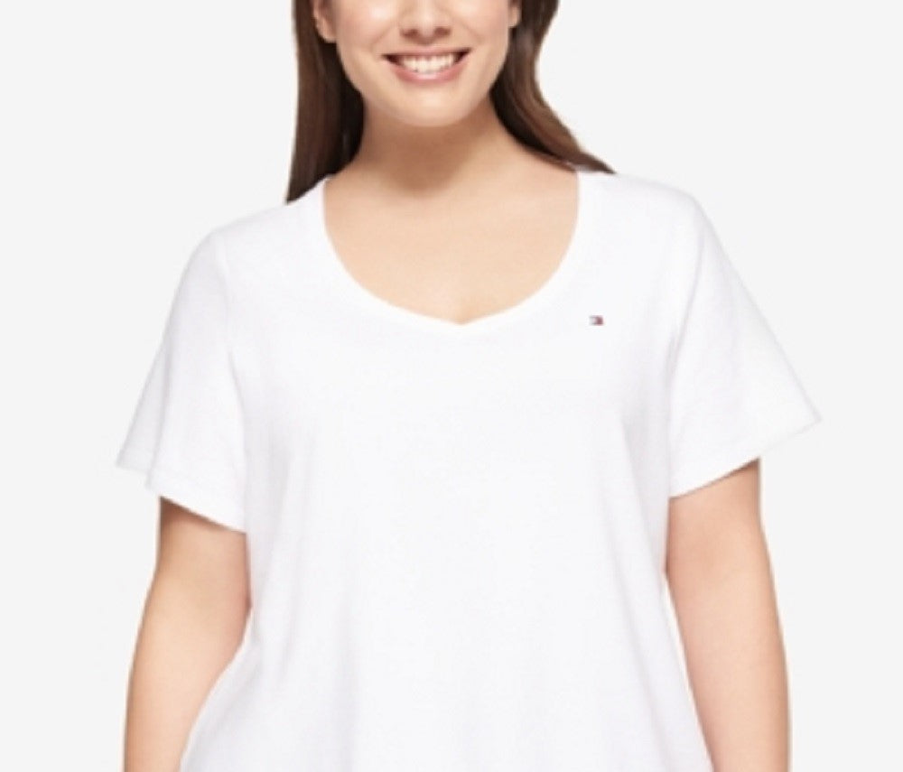 Tommy Hilfiger Women's Short Sleeve V-Neck T-Shirt 3X
