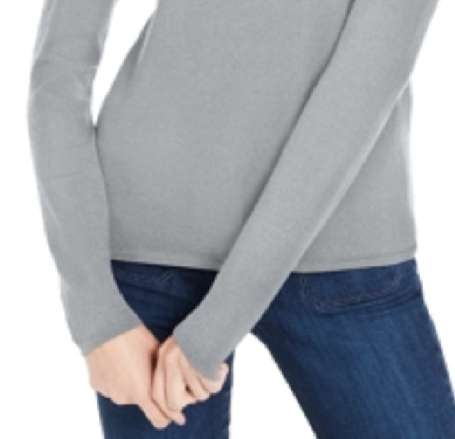 Maison Jules Women's Mock Neck Sweate Grey Size Medium