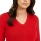 Charter Club Women's V Neck Sweater Red Size Petite XL