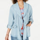 Style & Co Women's Draped Chambray Jacket Blue Size Petite P